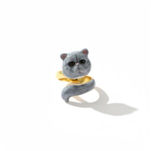 超可愛灰色英國短毛貓戒指(尺寸可以微調)