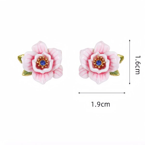 凡爾賽粉薔薇甜美花朵彩繪琺瑯耳環