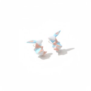 祈願摺紙系列小兔子寶寶粉藍彩繪琺瑯耳環